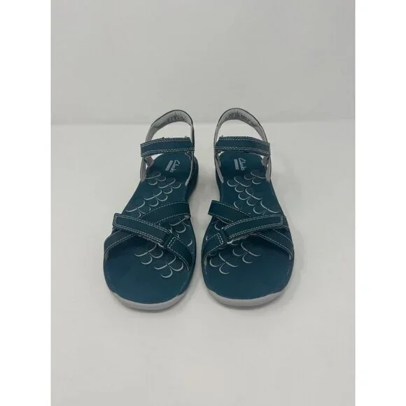 Clarks Women's Tresca Trace Sandal Size 8 Teal Adjustable Strappy - Picture 2 of 7